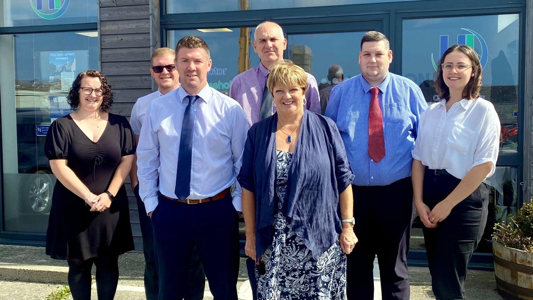 The Hodgson Insurance Services team outside the Chapter House office in Bude